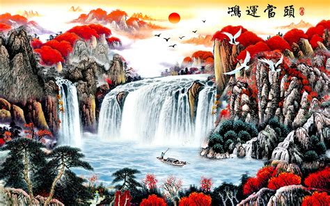 山水画 风水|鸿运当头/旭日东升/紫气东来：中国山水画暗藏的家居风水/人生运势